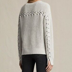 La Hearts Cream Crew Neck Sweater with lace up Design